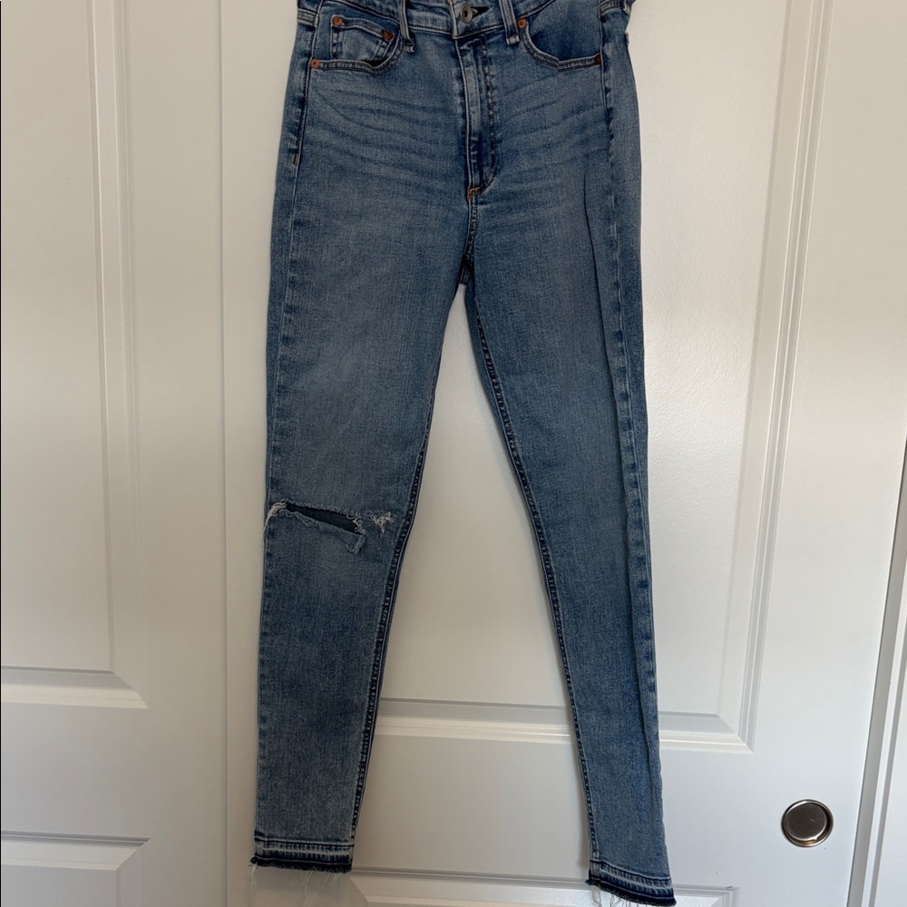 rag & bone Faded Blue Ripped Skinny Jeans